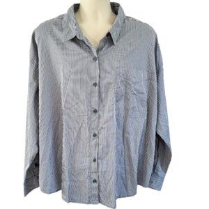 AMERICAN EAGLE Blue & White Striped Button-Down Shirt New With Tags Women's XXL